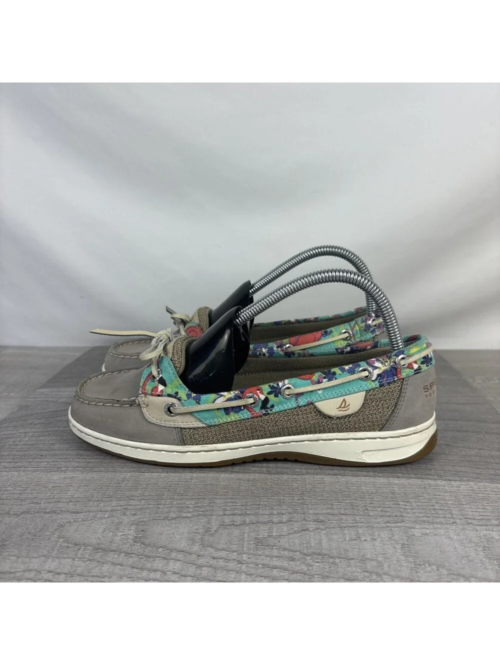 Sperry Top-Sider Angelfish Boat Shoes Floral Mesh Tan Slip On 8.5M